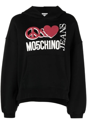 MOSCHINO JEANS logo print oversized hoodie - Black