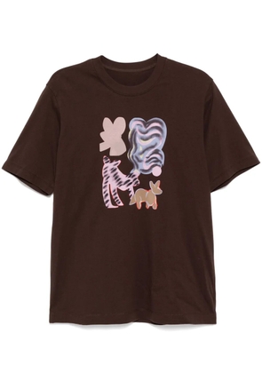 JNBY cats-printed T-shirt - Brown
