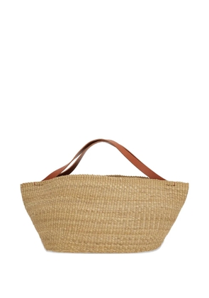 Inès Bressand leather-handle woven shoulder bag - Neutrals