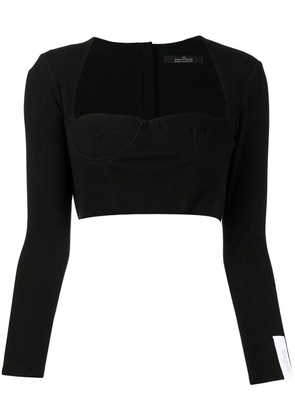 Rokh cropped sweetheart neck top - Black