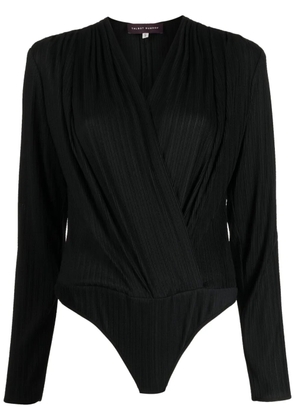 Talbot Runhof ribbed-knit long-sleeve bodysuit - Black