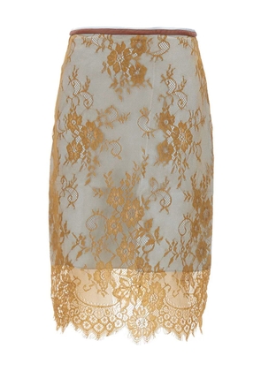 Jacques embroidery-details midi skirt - Brown