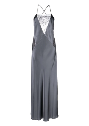 Michelle Mason lace detail silk gown - Grey