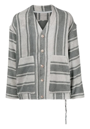 Mastermind World striped cotton cardigan - Grey