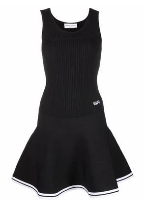 Sonia Rykiel pointelle knit fluted-skirt mini dress - Black
