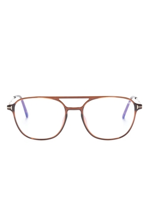 TOM FORD Eyewear tortoiseshell-effect pilot-frame glasses - Brown