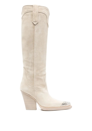 Paris Texas El Dorado metal toe 10mm suede boots - White