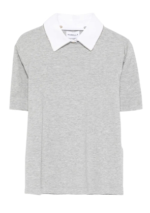 Marella embellished-collar short-sleeve top - Grey