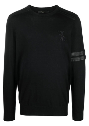 Billionaire snakeskin-effect fine-knit jumper - Black