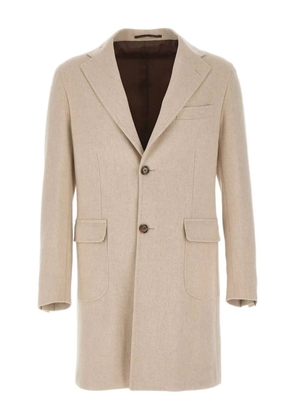 Barba notch-lapel wool coat - Neutrals