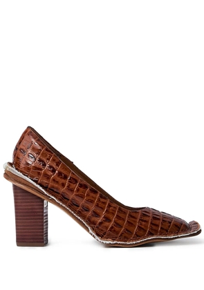 Martine Rose 65mm crocodile-embossed block-heel pumps - Brown