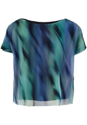 Armani Exchange graphic-print pleated T-shirt - Blue