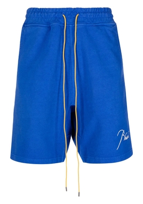 RHUDE embroidered-logo drawstring shorts - Blue