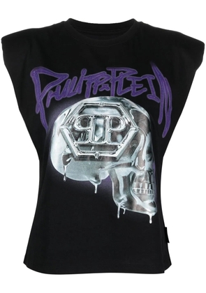 Philipp Plein Skull-print Padded-shoulder tank top - Black