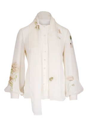 Akris floral-embroidered blouse - Neutrals