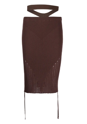 ANDREĀDAMO ribbed-knit pencil skirt - Brown