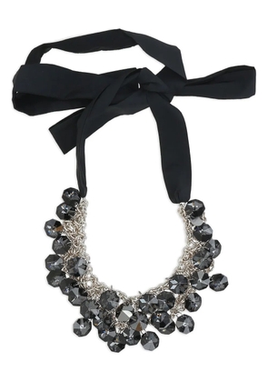 Maria Calderara embellished ribbon necklace - Silver