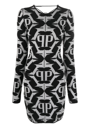Philipp Plein Hexagon monogram-jacquard lurex minidress - Black
