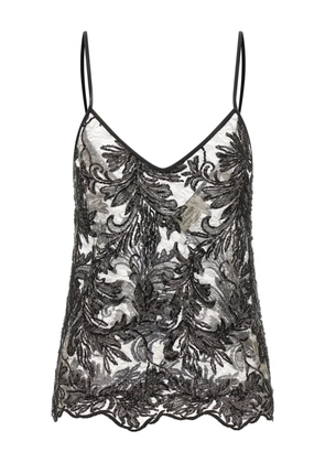 LE TWINS sequin appliqué alba top - Black