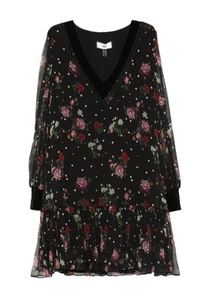 NISSA floral polka-dot mini dress - Black