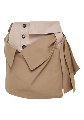 Rokh button trench element mini skirt - Brown