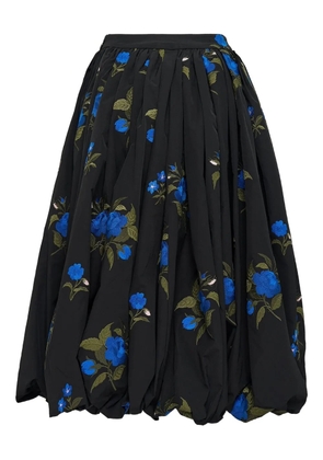 CAROLINE HU Roses pleated skirt - Black