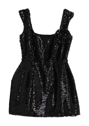 Giuseppe Di Morabito sequin-embellished rose-applique mini dress - Black