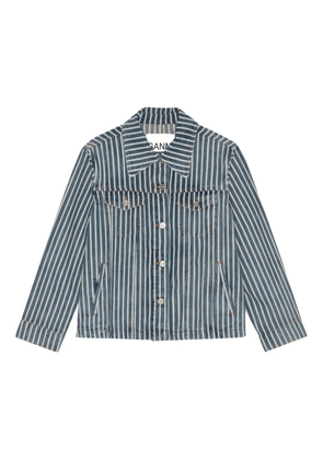 GANNI striped denim jacket - Blue