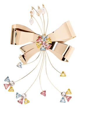 Valentino Garavani bow-shaped crystal brooch - Gold