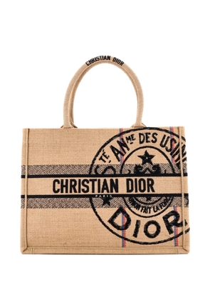 Christian Dior Pre-Owned Book Embroidered Raffia Medium tote bag - Neutrals