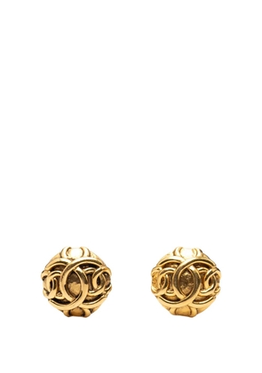 CHANEL Pre-Owned 1980-1990 CC Gold Plated Round Clip On Earrings costume earrings
