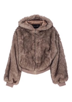 LOU ANDREA hooded faux-fur jacket - Grey
