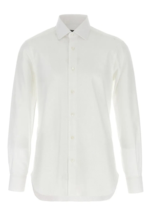 Barba honeycomb-pattern cotton shirt - White
