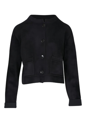 D.Exterior buttoned flap-pocket jacket - Black