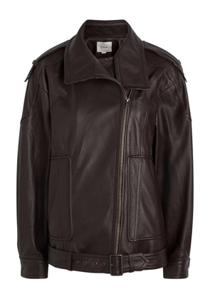 Vince panelled grained leather jacket - Brown