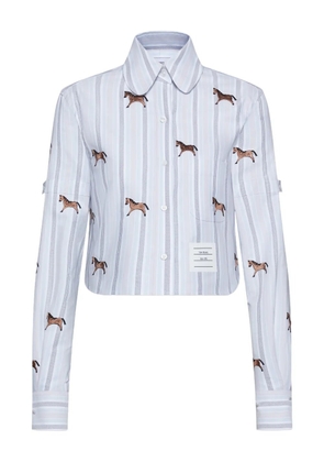 Thom Browne striped horse cropped shirt - Blue