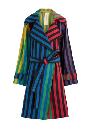 Marrakshi Life striped trench coat - Black