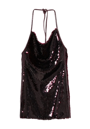 David Koma sequinned halterneck dress - Red