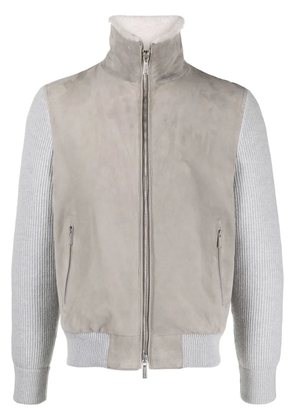 Moorer Campiglio Cab shearling-collar suede jacket - Grey