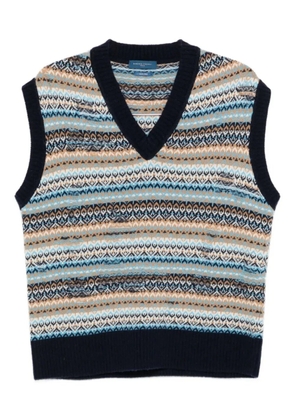Daniele Fiesoli Fair isle-pattern V-neck sleeveless vest - Blue