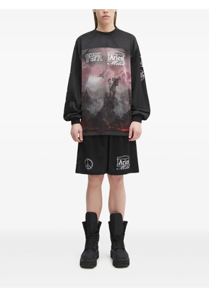 Aries Ramscape Airtex logo-print shorts - Black