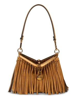 ETRO small Vela fringing suede shoulder bag - Brown
