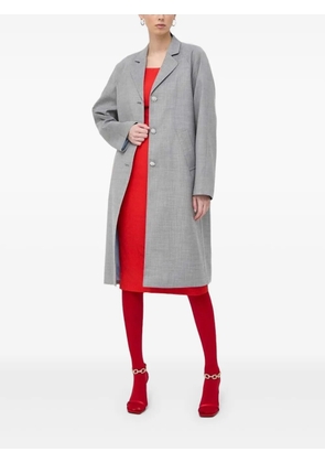 Custommade crystal-button belted coat - Grey