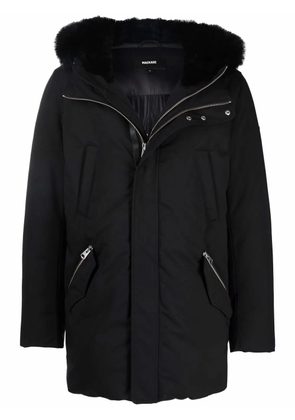 Mackage Edward logo-print faux fur-trim padded jacket - Black