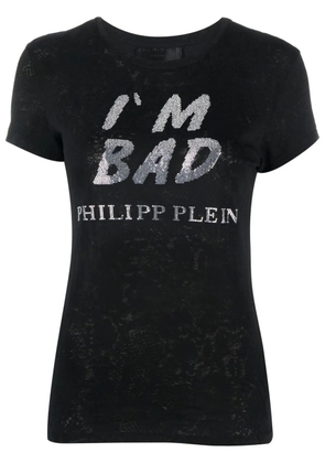 Philipp Plein logo-print sequin-detail T-shirt - Black