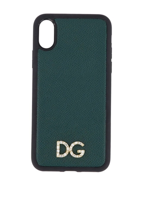 Dolce & Gabbana crystal-embellished leather X-XS iPhone cover - Green