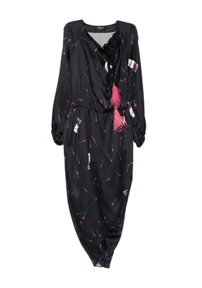 Rochas cord-drawstring midi dress - Black