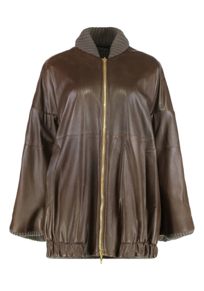 Alberta Ferretti leather bomber jacket - Brown