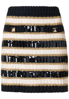 Valentino Garavani Rockstud-detail stripe-knit skirt - Blue