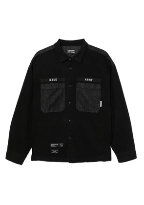 izzue logo-patch shirt jacket - Black